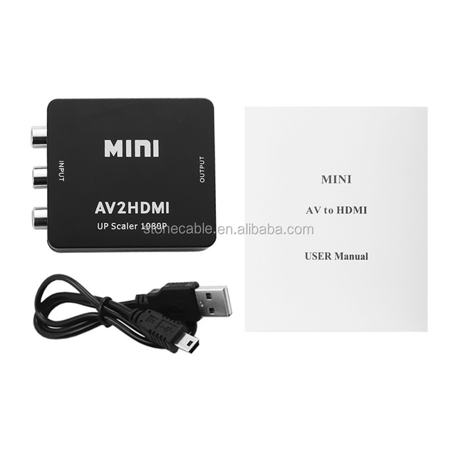3 Pin RCA CVBs AV to HDTV HDMI 1080P Video Converter Box RCA Input HDMI Output Converter