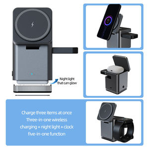แท่นชาร์จไร้สายแบบพับได้ 3-in-1 รุ่นใหม่ล่าสุด 15W สำหรับ iPhone วัสดุอลูมิเนียมอัลลอยด์ พร้อมแม่เหล็กยึด รองรับการชาร์จแบบไร้สาย - Product Image 5