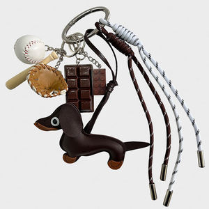 Colgante de Cuero con Forma de Perro Dachshund, Accesorios Decorativos para Mochila, Borla de Cuerda Trenzada de Nailon, Adorno de Béisbol de Chocolate - Product Image 1