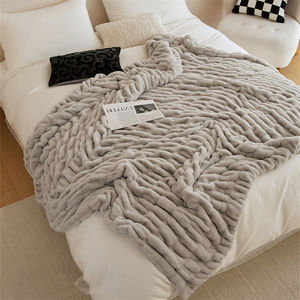 Manta de piel de conejo de imitación, manta de felpa cálida y esponjosa de invierno de doble grosor, manta de lujo para sofá, sala de estar XL - Product Image 5