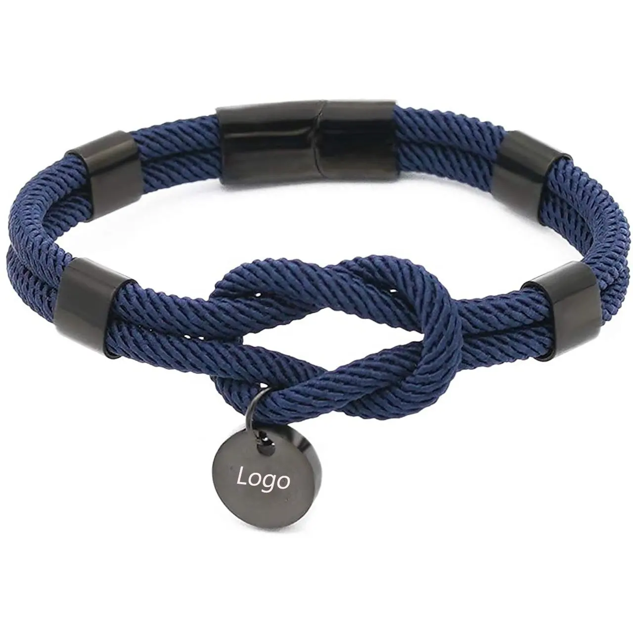 customize Braided Rope Bracelet for Men Women Stainless Steel Magnetic Clasp rope knot bracelet