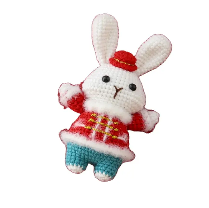 Giocattoli di peluche per bambola di coniglio festiva all'uncinetto cinese