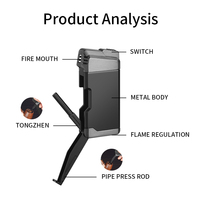 Briquet à flamme unique en alliage de zinc personnalisable de qualité supérieure avec poussoir à pipe et aiguille de nettoyage