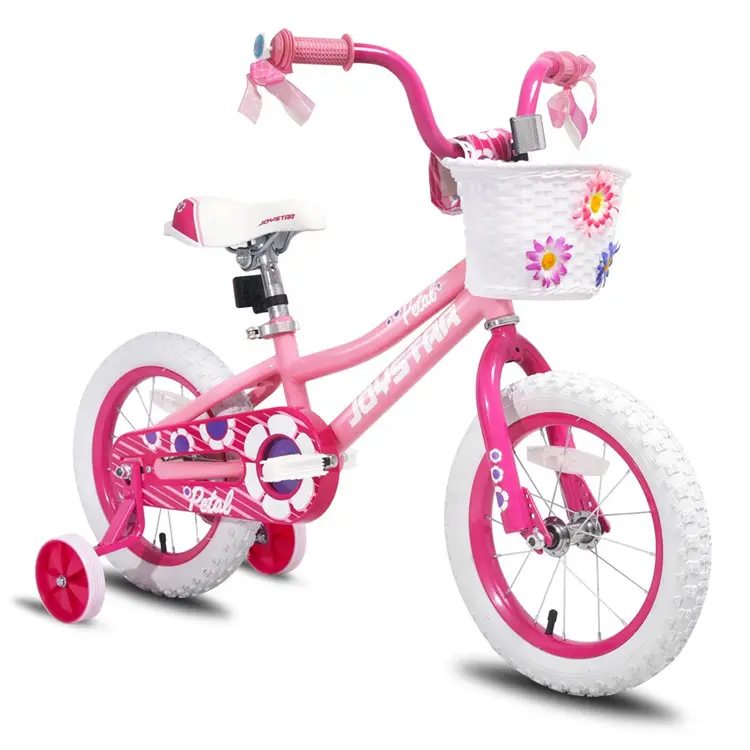 دراجة هوائية للبنات من JOYKIE, دراجة هوائية للبنات باللون الوردي مقاس 12 14 16 بوصة مع سلة وعجلات تدريب للبيع بالجملة