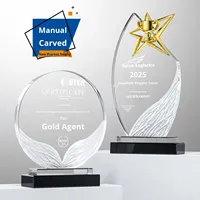 Trophée en cristal transparent écologique, à succès, avec impression typographique, gravure et design lumineux créatif pour
