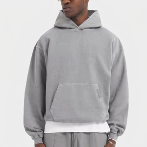 Ensemble de survêtement décontracté pour homme personnalisable, respirant, antibactérien, 100% coton, léger, sweat à capuche et jogging 2 pièces - Product Image 1