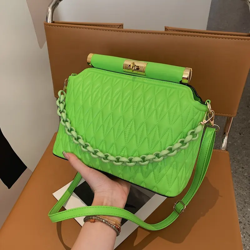 Летние популярные сумочки 2022, Прямая поставка, однотонная маленькая сумочка из искусственной кожи на ремне через плечо, с цепочкой из акрилового желе, женские вместительные ручные сумки