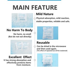 Oem 1G 2G 5g 12g 30g 50g cấp thực phẩm trắng silica gel túi hút ẩm để bảo quản lưu trữ - Product Image 2