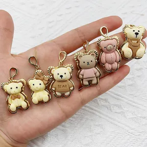 Cartoon Schattige Teddybeer Charme Hanger Voor Ketting