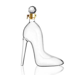 Carafe à vin en verre de forme classique et écologique, 750 ml/350 ml, en forme de talon haut, avec bouchon en verre transparent - Product Image 1