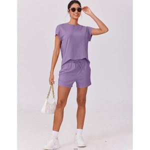 Conjunto de pantalones cortos informales de verano para mujer, con bolsillos, conjunto de punto transpirable para viajes y uso diario - Product Image 4