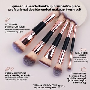 ชุดแปรงแต่งหน้า 5 ชิ้น แบบสองด้าน สำหรับรองพื้น คอนซีลเลอร์ คอนทัวร์ ไฮไลท์ ชุดแปรงสำหรับเดินทาง - Product Image 2