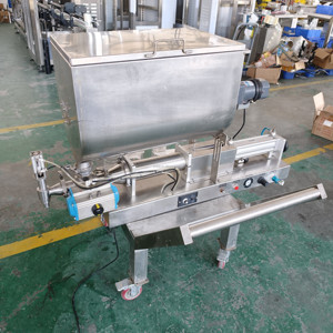 Machine de remplissage semi-automatique à piston pneumatique avec trémie de mélange, pour sauce chili, miel, beurre de cacahuète, liquides visqueux - Product Image 4