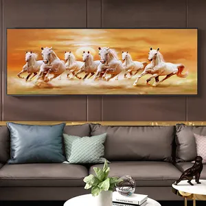 Modern Large 7 White Running Horses Canvas Posters Print Wall Art Picture For Living Room Bedroom Decoration Prints Painting