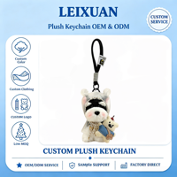 Porte-clés chien Schnauzer en peluche mignon et doux avec mini chiot en peluche en tenue de pluie, breloque de sac, pendentif de poignet, ornement, cadeau pour filles