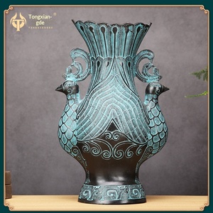 Jingciren Boutique <b>Bronze</b> Antique Ornaments <b>Bronze</b> Double Wine Bottle Lucky Bird Antique Home Decoration Crafts Copper <b>Vase</b> - Product Image 3