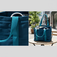 Sac fourre-tout en toile non tissée à rayures multi-compartiments, grande capacité, multi-poches, écologique, réutilisable, pour les courses