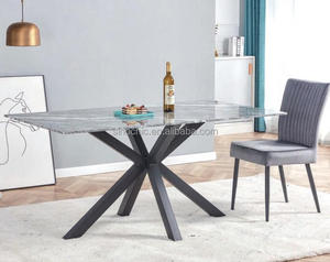 Marble Glass <strong>Narrow</strong> Table KD Metal Small <strong>Dining</strong> Table Set 4 <strong>Chairs</strong> Fixed Extendable Adjustable <strong>Dining</strong> Table - Product Image 2