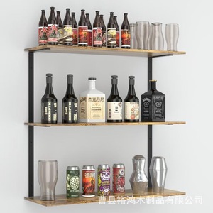 Étagère murale en bois et fer forgé, support de rangement à 3 niveaux pour cuisine, salle de bain, balcon, rétro, durable - Product Image 1
