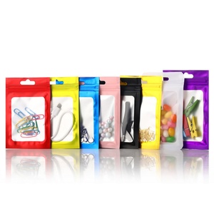 In Stock Custom Printed Resealable Mylar <b>Bags</b> with Window for Lip Gloss Eyelash Sample Jewelry Pink Food Packaging PE Zipper Top - Product Image 5