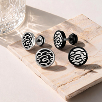 Boucles d'oreilles clous en acier chirurgical 316L, motif labyrinthe abstrait, finition or PVD, dos plat, motif fluide, pour piercing tragus et hélix, bijoux