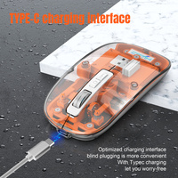 HXSJ T900 Mini souris sans fil 3 modes Choix populaire 400mAH Rechargeable 2400DPI Souris transparente silencieuse pour bureau pour droitier