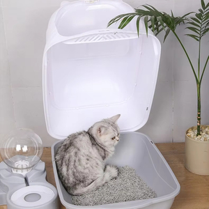 Dễ dàng để làm sạch cat litter box với Litter pad và lớn có thể gập lại cat litter box với nắp, phía trước lối vào Top thoát mèo nhà vệ sinh - Product Image 1
