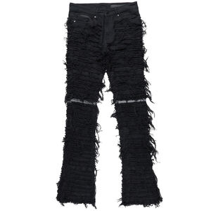Pantalones Vaqueros de Diseñador Rectos, Estilo Urbano, con Lavado a la Piedra Negro, Rotos, Desgastados, Bordados con Letras, Hechos a Medida - Product Image 2