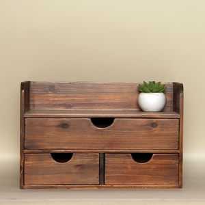 ที่จัดระเบียบลิ้นชักไม้ไผ่แบบปรับได้ 3 ช่อง สำหรับจัดเก็บของใช้ในบ้าน พร้อมชั้นวางของ ที่จัดระเบียบโต๊ะทำงาน และชั้นวางจดหมาย - Product Image 5