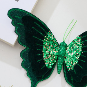 Nouvelle Décoration de Noël transfrontalière de 20 cm : Fleur de Noël Papillon de Simulation Double Couche Haut de Gamme - Product Image 3
