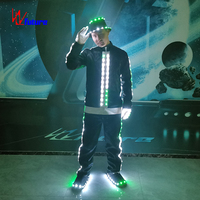 Veste LED MJ Tron Dance, Costume LED Michael Jackson Dance, Noir, Personnalisé, Ensembles Lumineux pour Adultes, 1 pièce pour Hommes, T/T