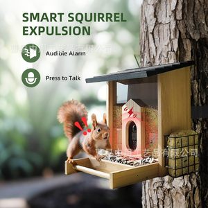 Mangeoire à oiseaux intelligente avec caméra 1080p FHD, en bois, batterie rechargeable pour l'observation et l'alimentation des oiseaux en temps réel - Product Image 3