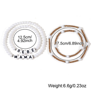 Juego de pulseras MAMA BABE de cuentas de semillas blancas de cuatro piezas Regalos para mamá <span class=keywords><strong>Hija</strong></span> Día de la madre - Product Image 3