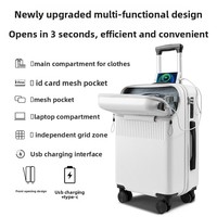 Valise à roulettes rigide multifonctionnelle unisexe de 20 pouces avec ouverture frontale, interface USB, étanche, serrure à combinaison