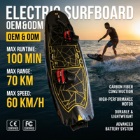 Planche de surf électrique en fibre de carbone BONCN, batterie au lithium 72V, étanche, avec caisse en bois haute résistance pour lacs et rivières