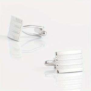 2 uds. <span class=keywords><strong>Gemelos</strong></span> a rayas con textura plateada <span class=keywords><strong>para</strong></span> hombre <span class=keywords><strong>para</strong></span> camisas formales, regalo perfecto <span class=keywords><strong>para</strong></span> <span class=keywords><strong>novio</strong></span> o padre - Product Image 5