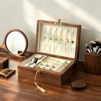 Boîtes de rangement pour bijoux en bois simples, personnalisables, avec fermeture magnétique et fermoir à pompon, version large rectangulaire, fabriquées en Chine