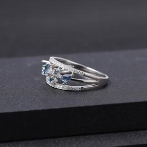 Anillo de Plata 925 con Incrustaciones de Cristal Azul Londres, Serie Vintage, para Mujer, Boda, Alta Elegancia, Fabricación de Muestras en Hong Kong - Product Image 3