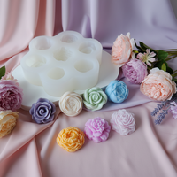 Moule en silicone 3D pour bougies parfumées aux 7 types de fleurs, rose, pivoine, moule DIY pour plâtre et colle à main