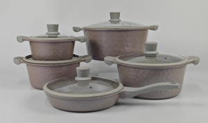 Ensemble de casseroles et poêles modernes et durables <span class=keywords><strong>en</strong></span> marbre, pierre de riz médicale, granit, métal, aluminium moulé sous pression, antiadhésif, <span class=keywords><strong>en</strong></span> céramique - Product Image 2