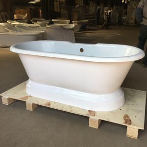 Baignoires doubles autoportantes en fonte de porcelaine <span class=keywords><strong>à</strong></span> <span class=keywords><strong>l</strong></span>'<span class=keywords><strong>ancienne</strong></span> Style traditionnel avec socle pour hôtels pour le trempage et le bain <span class=keywords><strong>à</strong></span> remous - Product Image 4