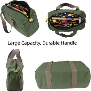 Sac de rangement pour outils en toile robuste, sac à main de grande capacité, organisateur d'outils multifonction, sac fourre-tout pour ranger les clés et les pinces - Product Image 4