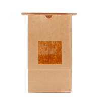 Sac en papier Kraft étanche à la graisse, pochette transparente, marron et blanc, avec cravate en étain, pour emballage alimentaire