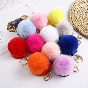 Porte-clés miroir double face pliable avec pompon en fausse fourrure moelleuse, miroir de maquillage, breloque de sac, accessoire cadeau pour femme - Product Image 4