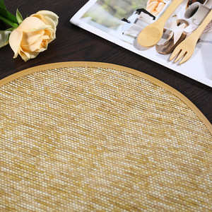 Set de table rond en papier sisal couleur naturelle avec bord en PVC, isolation thermique pour table à manger, style moderne minimaliste - Product Image 3