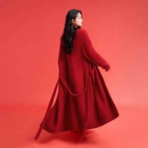 Anzhiban Super caldo mezzo Pile accappatoio rosso ampia <span class=keywords><strong>camicia</strong></span> <span class=keywords><strong>da</strong></span> <span class=keywords><strong>notte</strong></span> <span class=keywords><strong>Set</strong></span> adatto per l'autunno <span class=keywords><strong>e</strong></span> l'inverno abito <span class=keywords><strong>da</strong></span> donna - Product Image 3