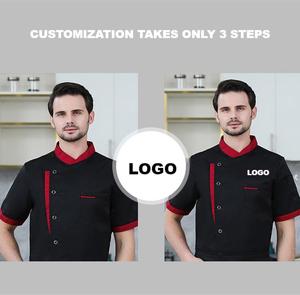 Uniforme de chef de verano de manga corta, camisa de cocina de mezcla de algodón/poliéster transpirable ligera con tela que absorbe la humedad - Product Image 4