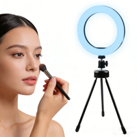 Mini trépied portable avec anneau lumineux de 14 cm |   Support de téléphone 18 pouces alimenté par courant alternatif avec température de couleur réglable 3200K-9999K pour la création de contenu