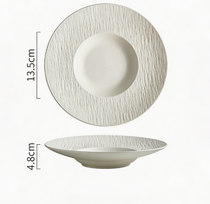 10inch stone pattern straw hat tray-white