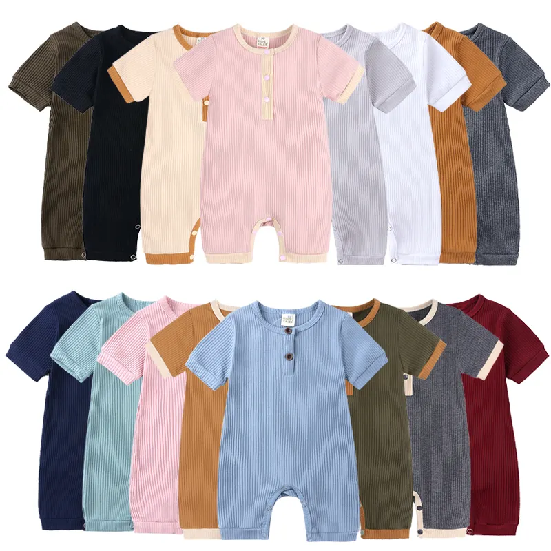 new born baby clothes girls boys summer wholesale ribbed cotton rompers newborn clothing unisex baby romper